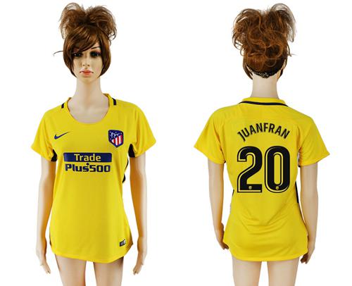 Women's Atletico Madrid #20 Juanfran Away Soccer Club Jersey - Click Image to Close